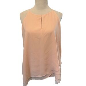 Sami & Jo Women's‎ Pink Sleeveless Keyhole Layered Blouse Tank Top